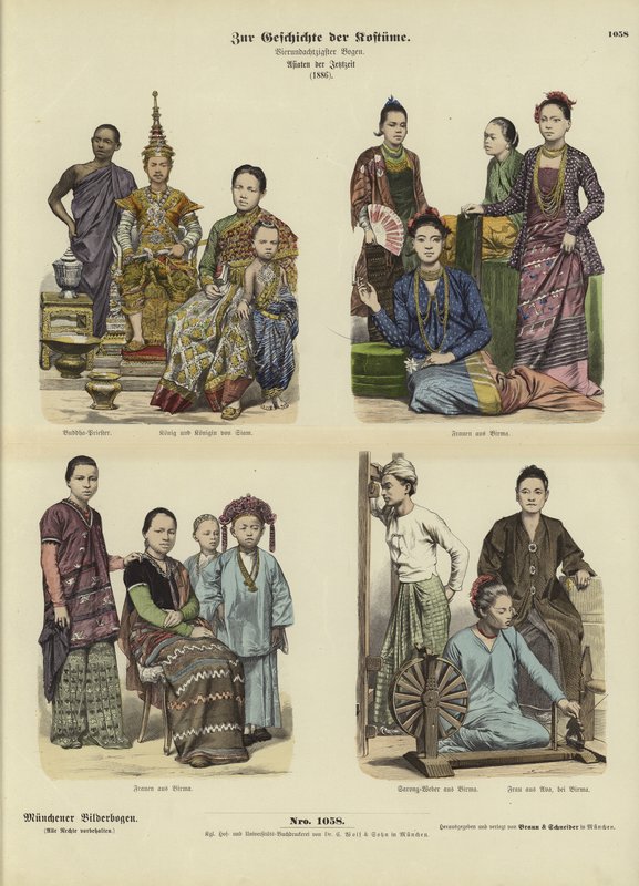 Siamese and Burmese costumes, 1886  af German School