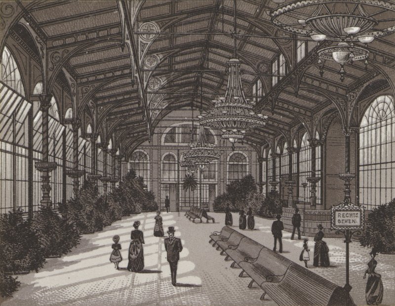 Hot Spring Colonnade, interiør (litho) af German School