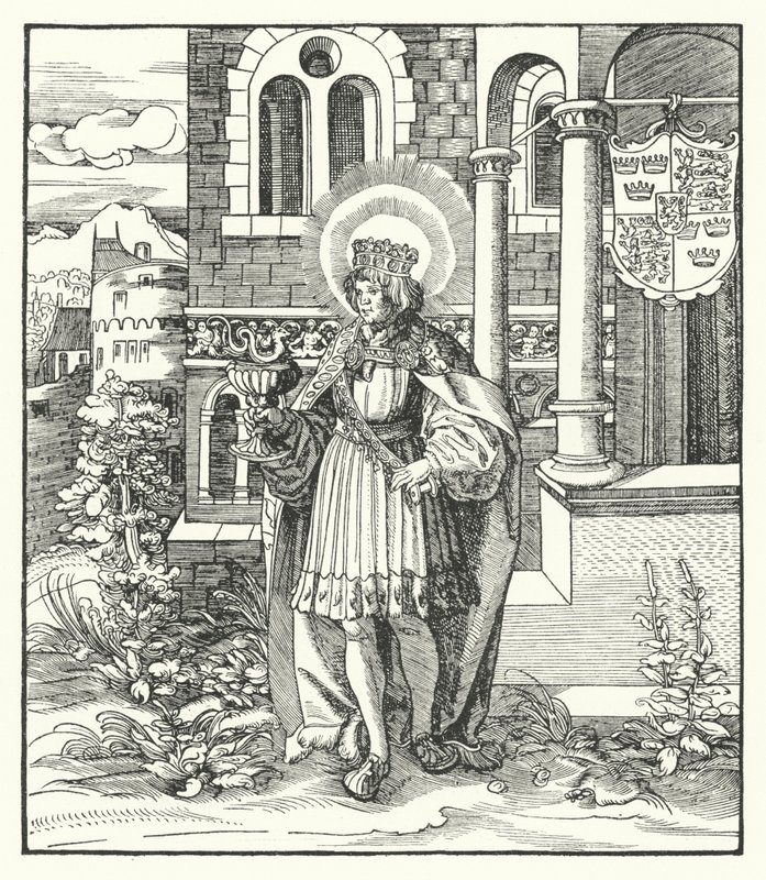 St Edward the Martyr, King of England (gravering) af German School