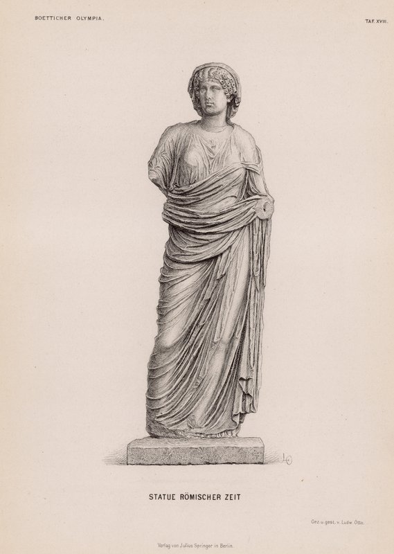 Statue af den romerske periode fra Olympia, Grækenland (gravering) af German School
