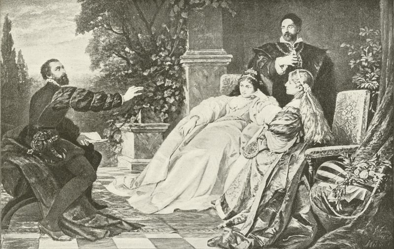 Tasso and the two Eleanors (gravure) af German School