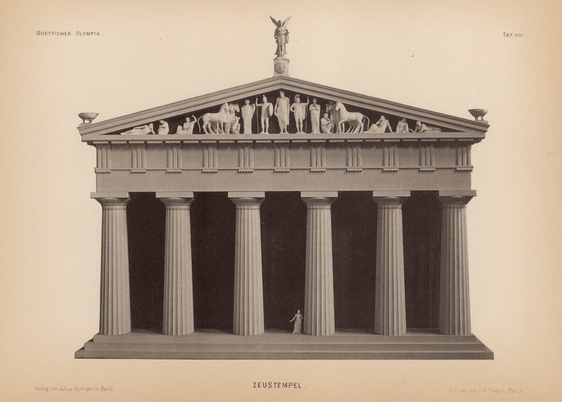 Zeus-templet, Olympia, Grækenland (litho) af German School