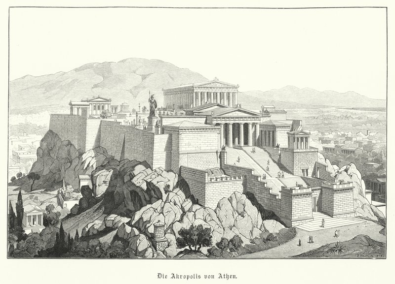 Akropolis i Athen, Antikkens Grækenland (gravering) af German School