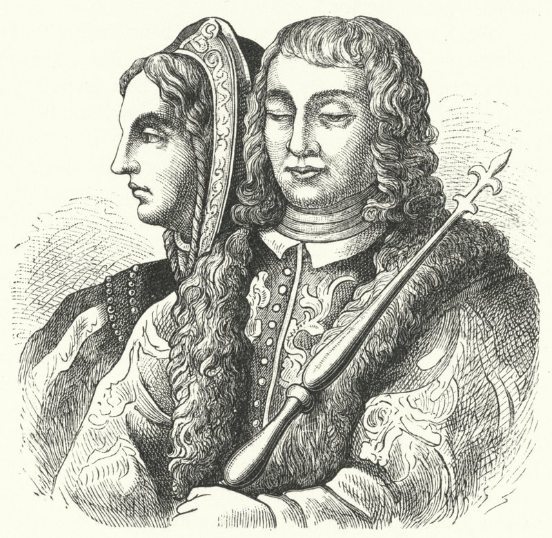 De katolske monarker, Isabella I af Castilien og Ferdinand II af Aragon (gravering) af German School