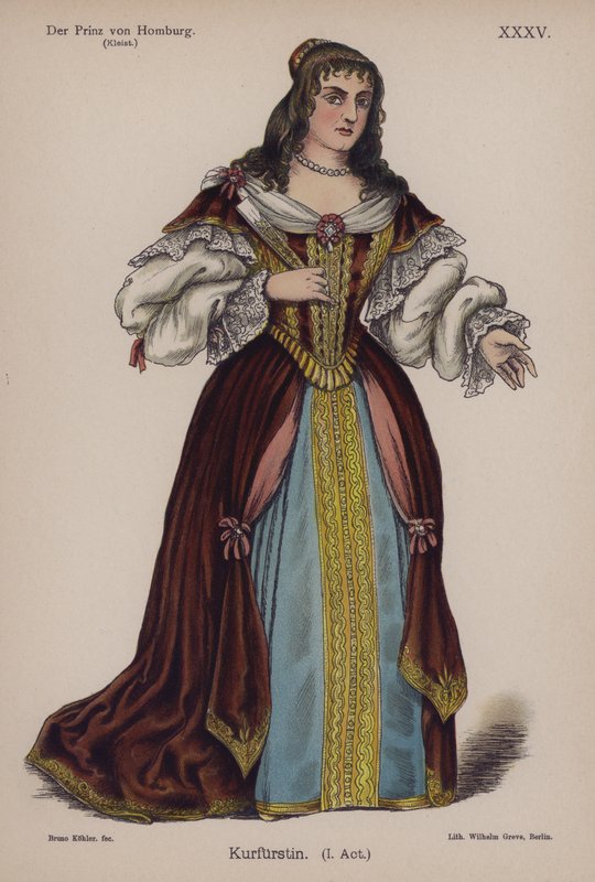 Hertuginden af ​​Brandenburg, fra Der Prinz von Homburg (Prinsen af ​​Homburg) af Heinrich von Kleist (farve litho) af German School