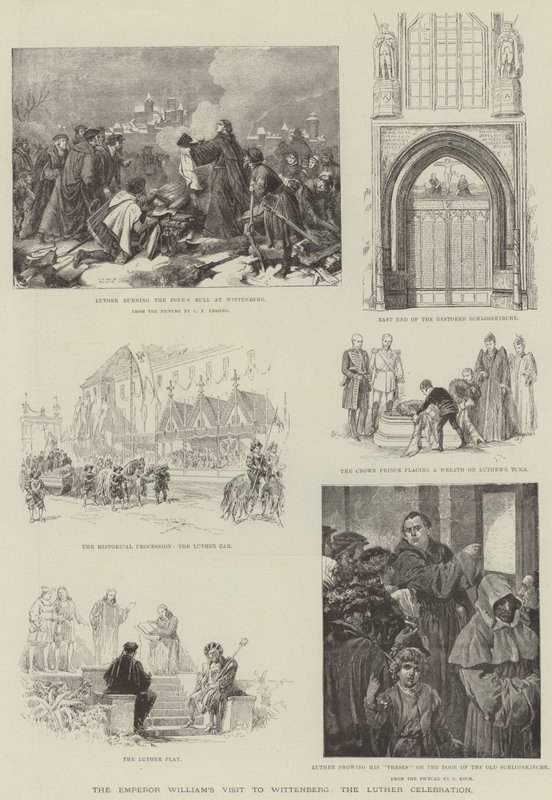Kejser Williams besøg i Wittenberg, Luther-fejringen (gravering) af German School