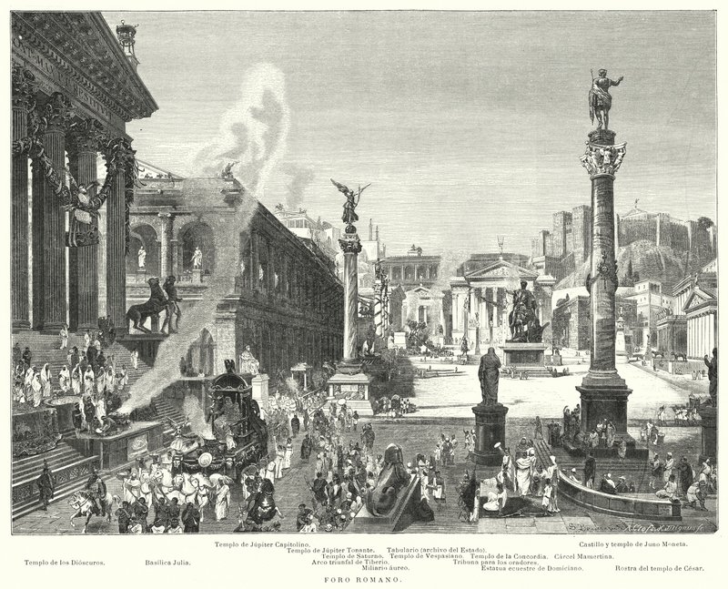 Forum, det antikke Rom (litho) af German School