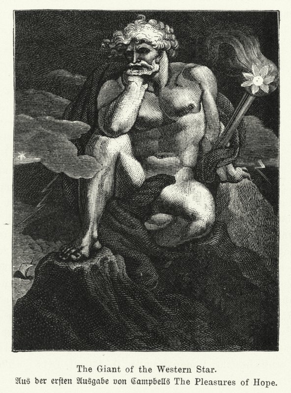 The Giant of the Western Star, illustration fra den første udgave af den skotske digter Thomas Campbells The Pleasures of Hope af German School