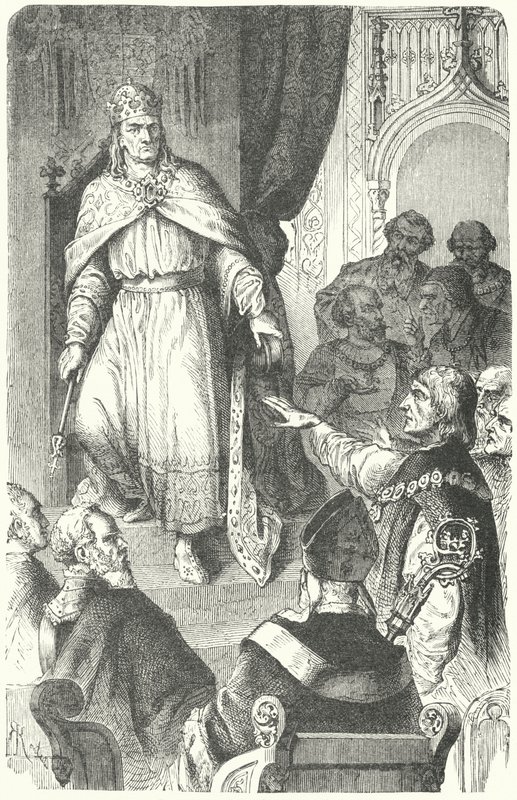 Den hellige romerske kejser Karl IV udsteder den gyldne tyr fra 1356 (gravering) af German School