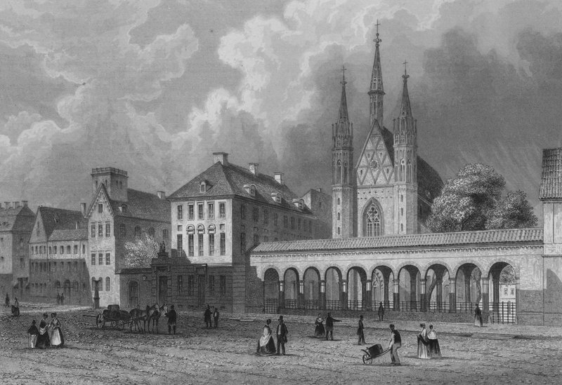 Klosterkirche og Klosterstrasse, Berlin (stålgravering) af German School