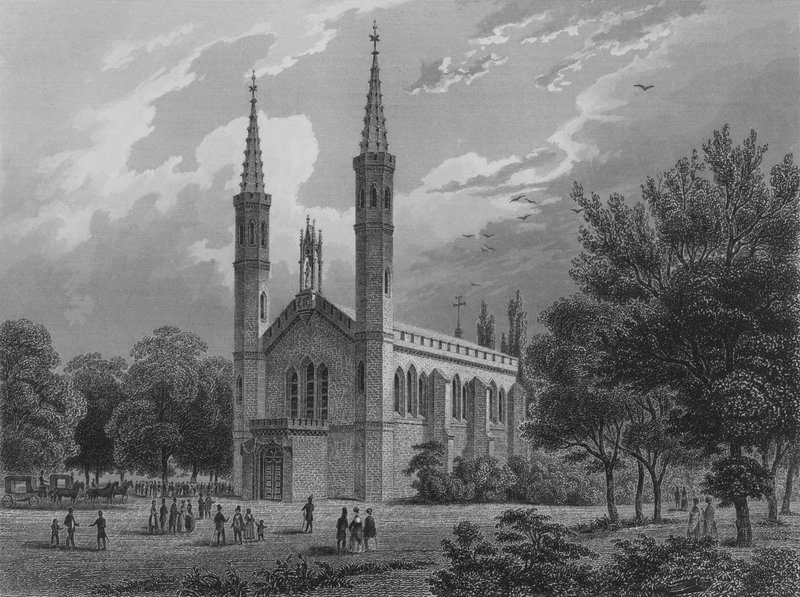 Den nye kirke i Charlottenburg, Berlin (stålgravering) af German School