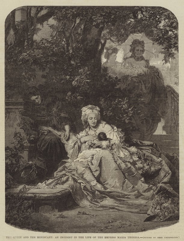 Dronningen og befalingsmanden, en hændelse i kejserinde Maria Theresias liv (gravering) af German School