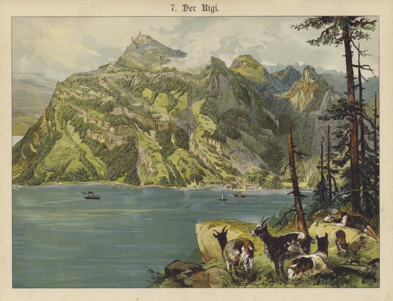 The Rigi (farve litho) af German School