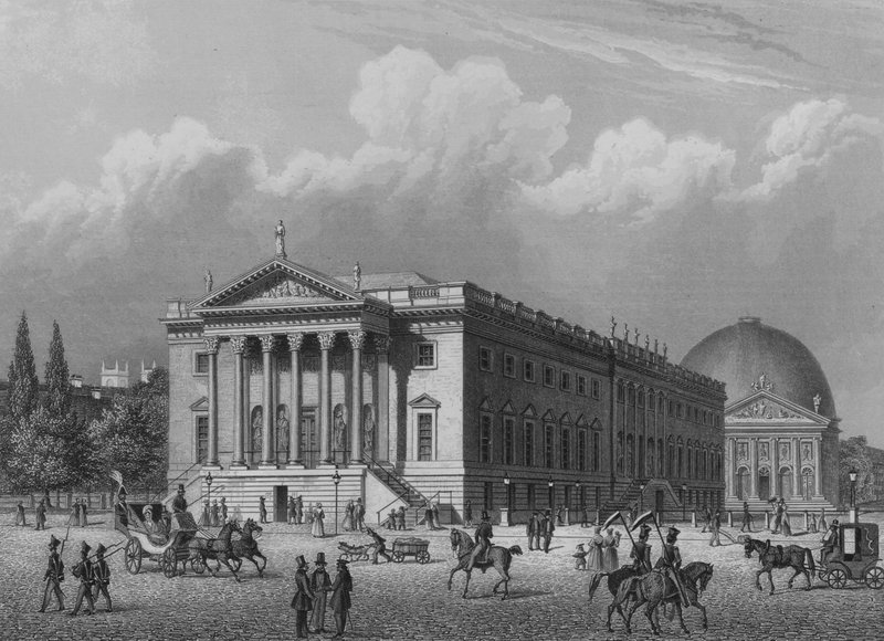 Det Kongelige Operahus og St. Hedwig-katedralen, Berlin (stålgravering) af German School