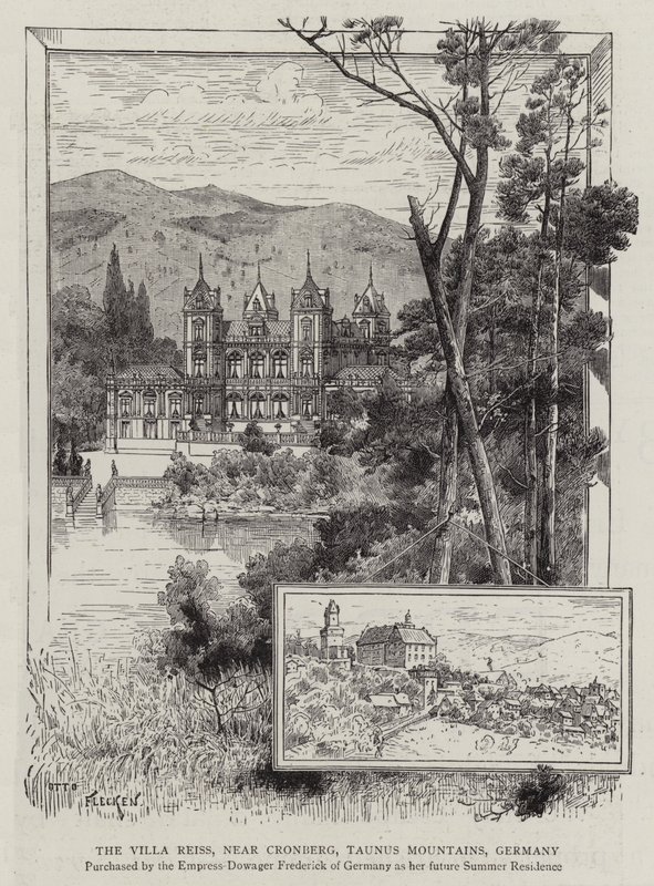 Villa Reiss, nær Cronberg, Taunus-bjergene, Tyskland (gravering) af German School