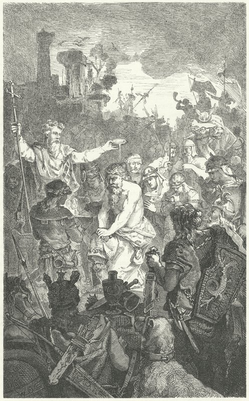 Dåben af Clovis I, frankernes konge, 496 (gravering) af German School