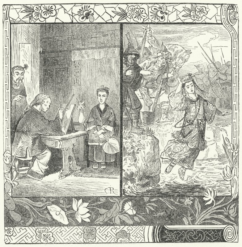 Wang Zhaojuns død i Ma Zhiyuans digt Autumn in Han Palace (gravering) af German School