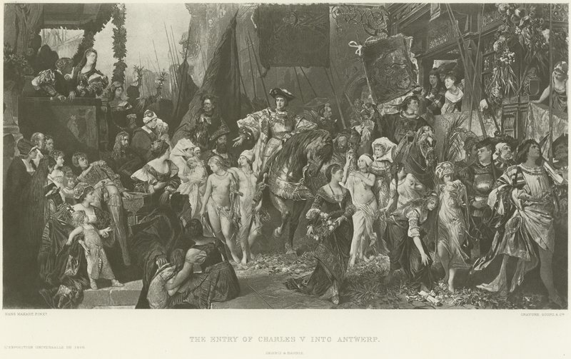 Karl Vs indtog i Antwerpen (gravure) af German School