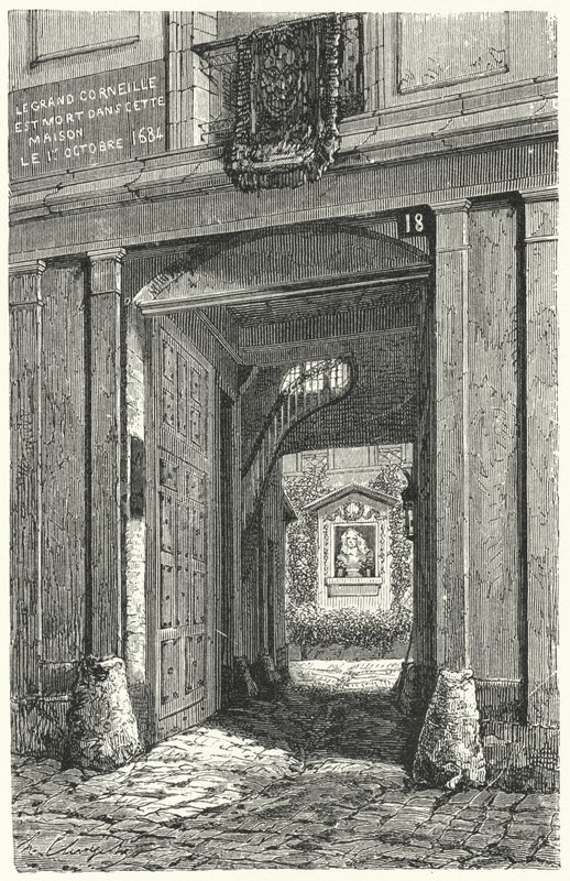 Huset i Paris, hvor den franske dramatiker Pierre Corneille døde i 1684 (stik) af German School