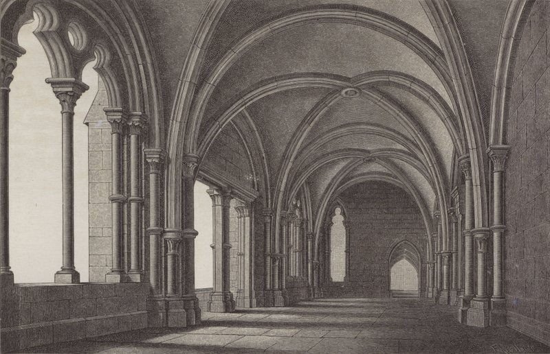Lobbyen ved Maulbronn Kloster, Baden-Württemberg, Tyskland (gravering) af German School