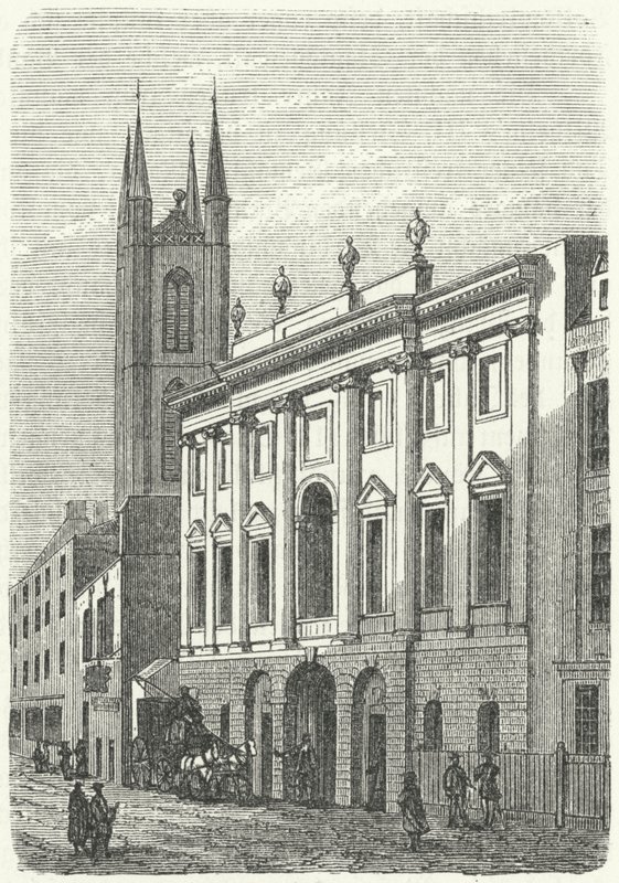 Det oprindelige hjem for Bank of England, Walbrook, London (gravering) af German School