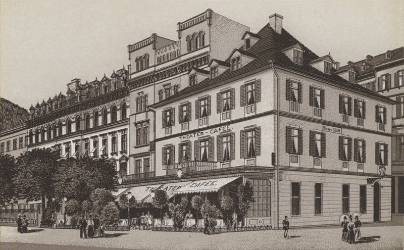 Teater Cafe, Goldner Schild (litho) af German School
