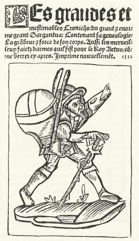 Titelside fra den bedst kendte udgave af Gargantua, en roman af Francois Rabelais (gravering) af German School