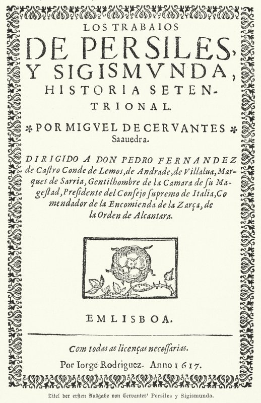 Titelside på den første udgave af den spanske forfatter Miguel de Cervantes