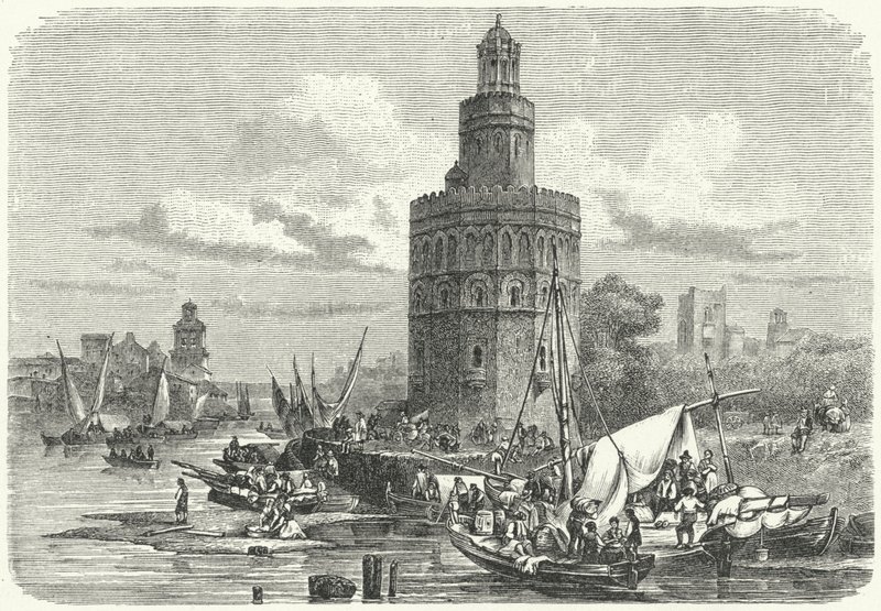 Torre del Oro, Sevilla, Spanien (gravering) af German School