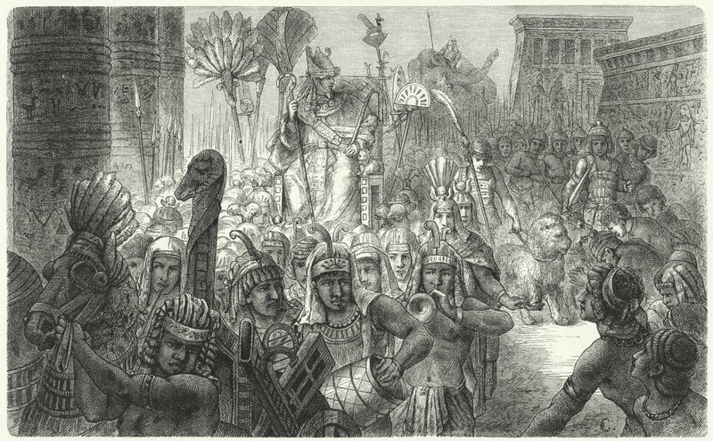 Triumftog af en gammel egyptisk farao (gravering) af German School