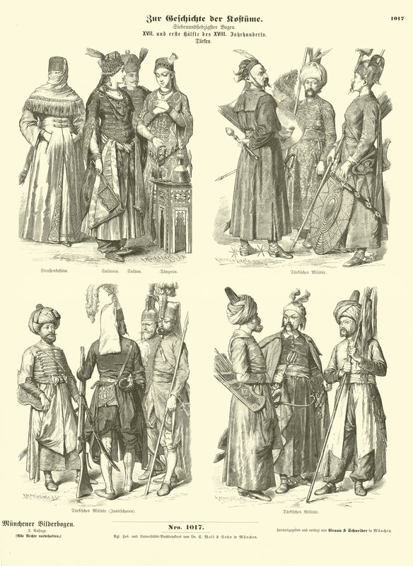 Turkish costumes, 17th and first half of 18th Century  af German School
