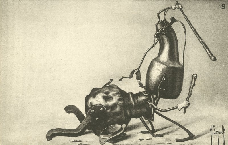 To kander kæmper en duel (litho) af German School