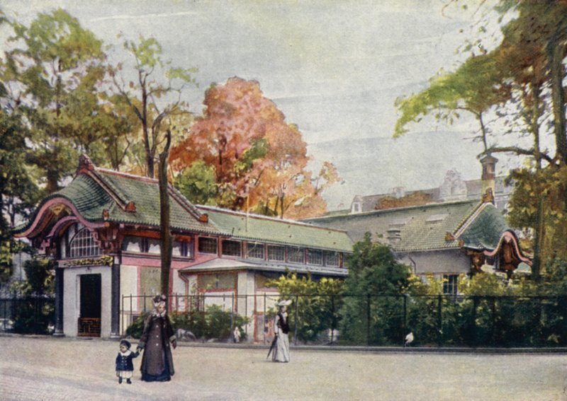 Vadefuglehus, Berlins zoologiske have, Tyskland (farve litho) af German School