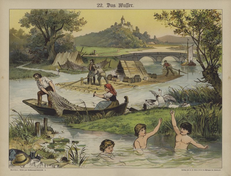 Vand (farve litho) af German School