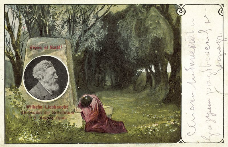 Wilhelm Liebknecht, tysk socialdemokratisk politiker (farve litho) af German School