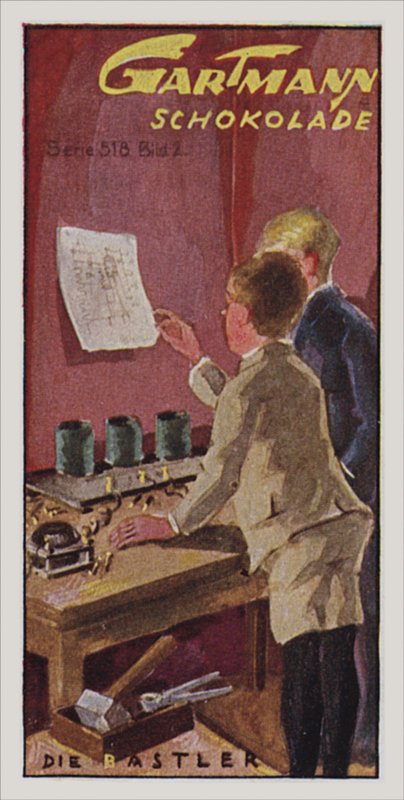 Trådløs (farvelitografi) af German School