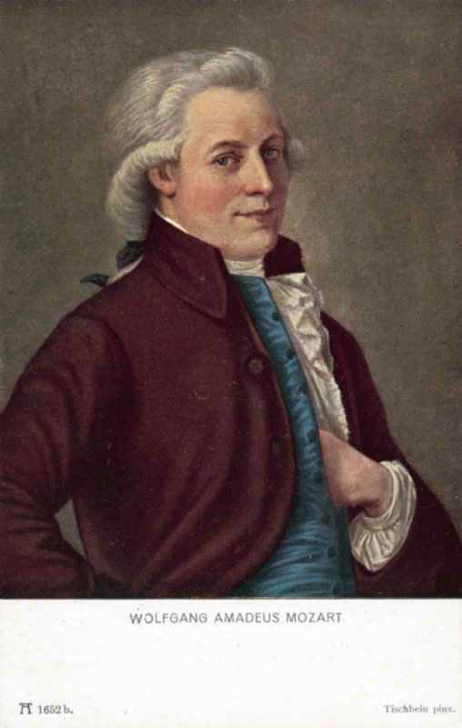 Wolfgang Amadeus Mozart (farve litho) af German School