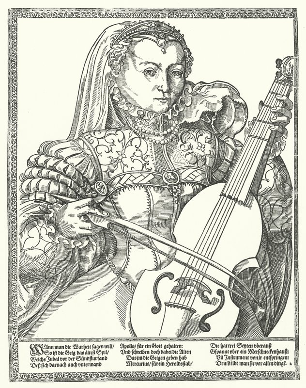 Kvinde spiller cello (gravering) af German School