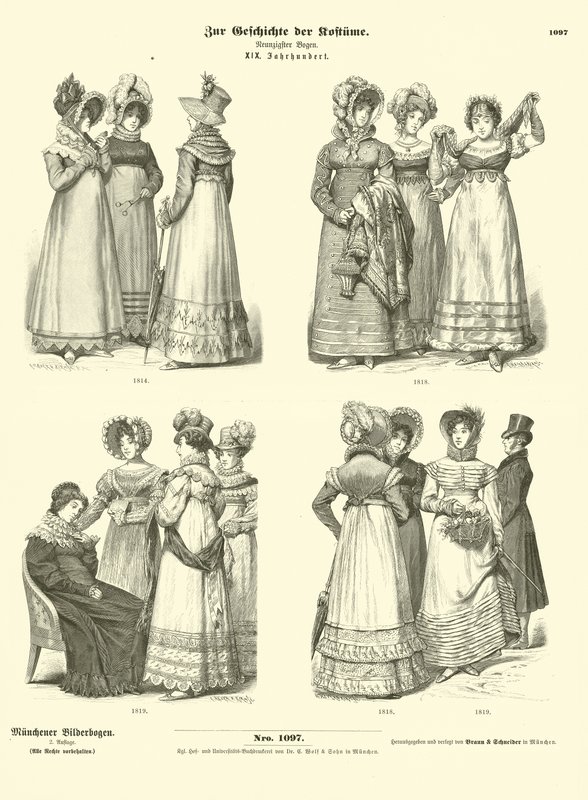 Womens costume, 19th Century  af German School