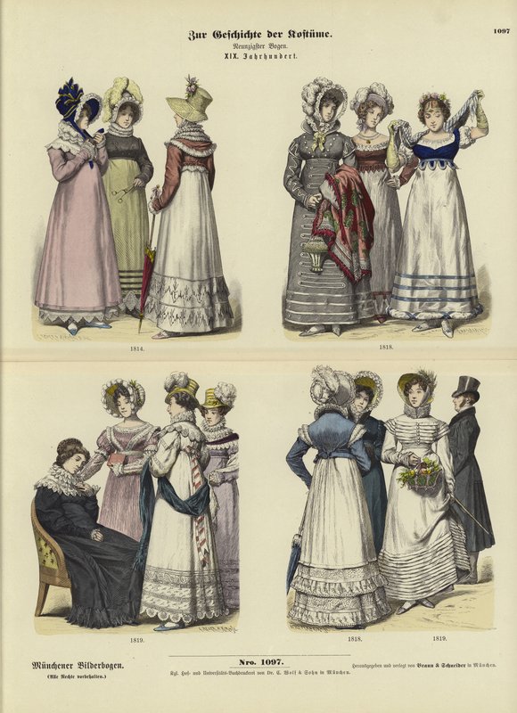 Womens costumes, 19th Century  af German School