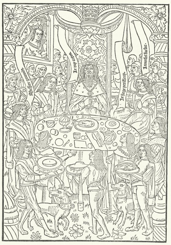 Træsnit fra den første udgave af Lancelot du Lac, trykt i Rouen af Jean le Bourgeois i 1488 (stik) af German School