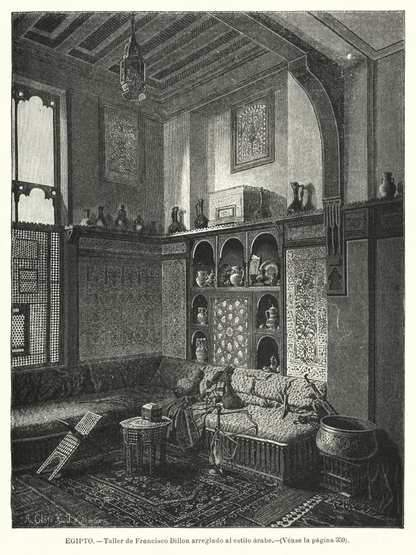 Francis Dillons værksted, dekoreret i arabisk stil (litho) af German School