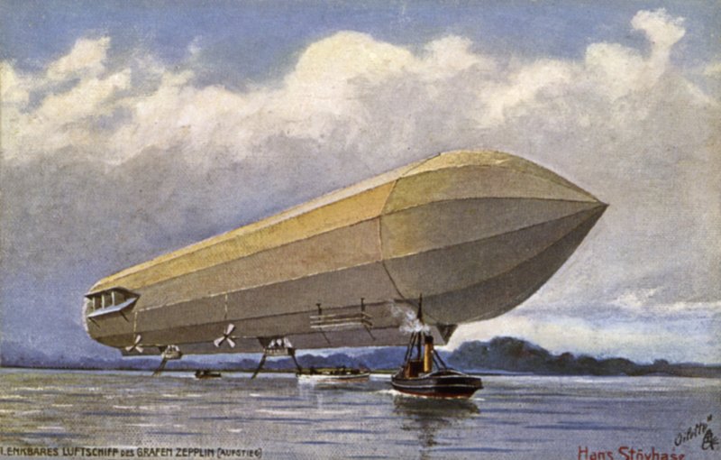 Zeppelin luftskib letter fra en sø af German School