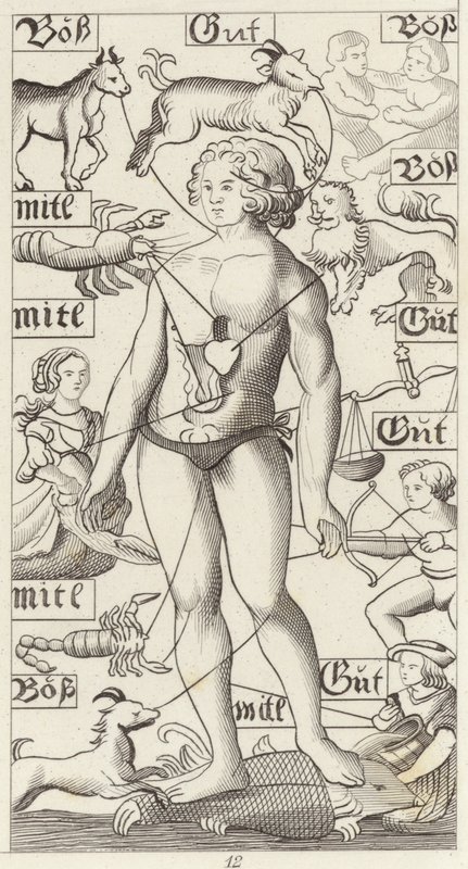 Stjernetegn mand. Illustration til Bilder-Atlas (gravering) af German School