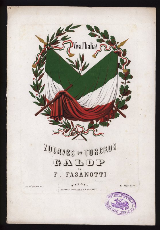 Zouaves et Turckos, Galop af F Fasanotti, nodecover (farve litho) af German School