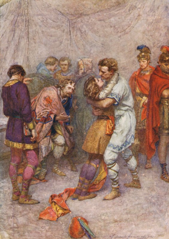 Shakespeare, Cymbeline (farvelitografi) af Gertrude E. Demain (after) Hammond