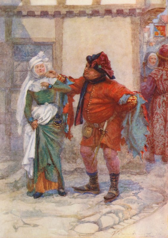 Shakespeare, Kong Henrik IV, del 2 (farvelitografi) af Gertrude E. Demain (after) Hammond