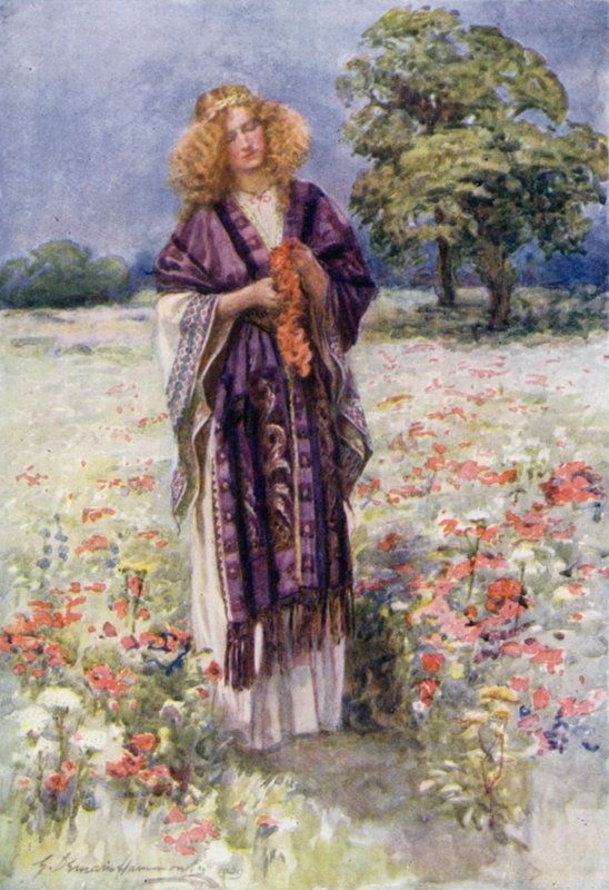 The Fair Serena (farve litho) af Gertrude E. Demain (after) Hammond