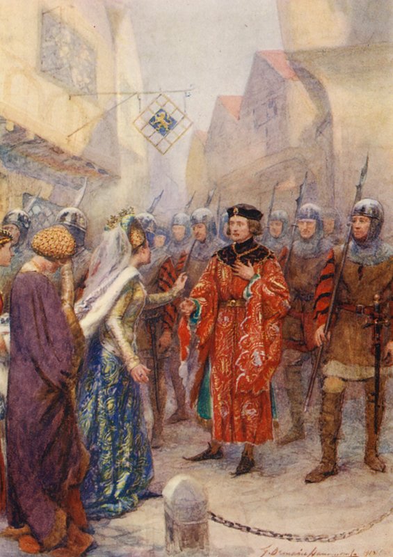 William Shakespeares skuespil: Richard II (farvelitografi) af Gertrude E. Demain (after) Hammond