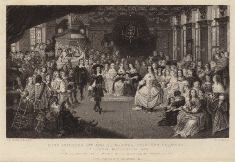 Kong Charles II og Elizabeth, Prinsesse Palatine af Gheerart Janssen